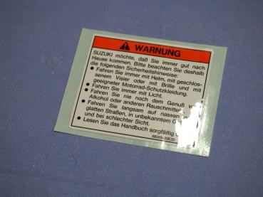 Dekor / Aufkleber / Schriftzug Warnhinweis für Suzuki